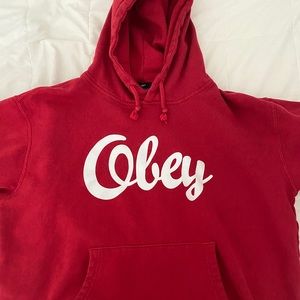 Obey Red Hoodie Size Small